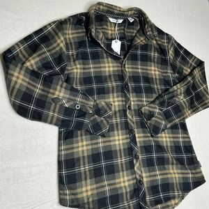 Buckle DepartWest 56 Plaid Flannel Button Down Shirt Men's Size L Black Green